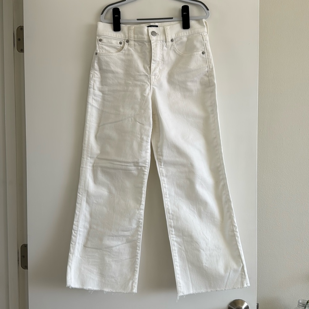 JCrew Factory Cropped Wide Leg White Jeans